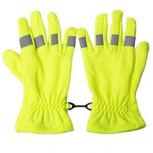 Mens Neon High Visibility Reflective Running Cycling Gloves Yellow Size L